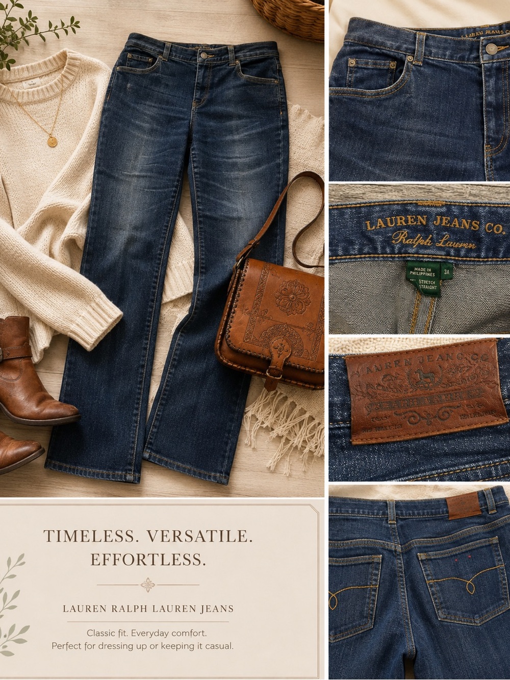 Ralph Lauren Mid-Blue Straight Leg Jeans - please see size description!!